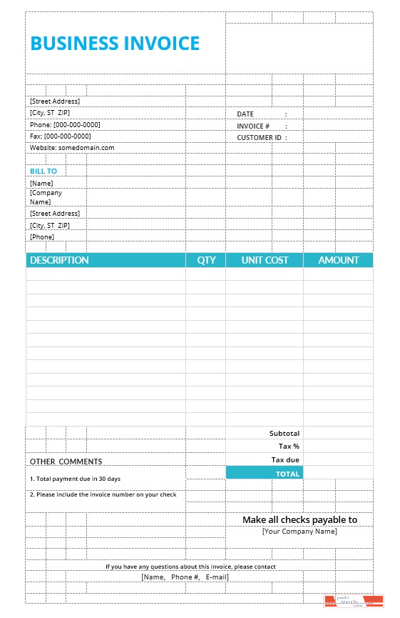 Basic Business Invoice Template PSD template